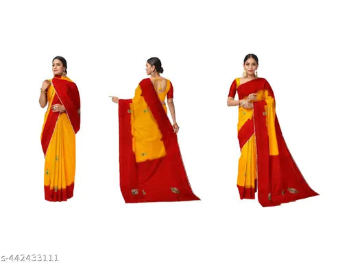 Banarasi crepe saree, allover zari, latkan lace border, gold and yellow colors, vibrant details, wedding wear, party wear, karvachauth Diwali occasion attire