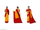 Banarasi crepe saree, allover zari, latkan lace border, gold and yellow colors, vibrant details, wedding wear, party wear, karvachauth Diwali occasion attire