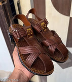 Brown leather casual sandal