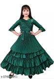 Green silk blend maxi flared embroidered dress with three-quarter sleeves, embellished net pattern, and surplice neckline