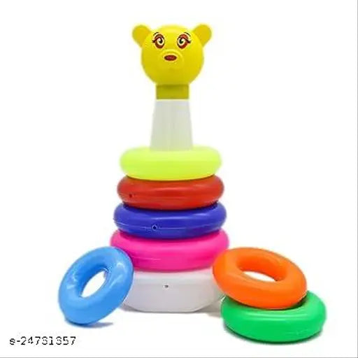 Multicolor stacking rings set, lightweight plastic New Born Rock-a-stack toy, enhances visual development