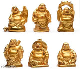 High-quality polyresin Fengshui Laughing Buddha set (6 different poses) for wealth, health, happiness in living room