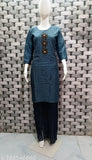 Rayon handwork Kurti, solid combo, three-quarter sleeves, Indian embroidered traditional women's clothing
