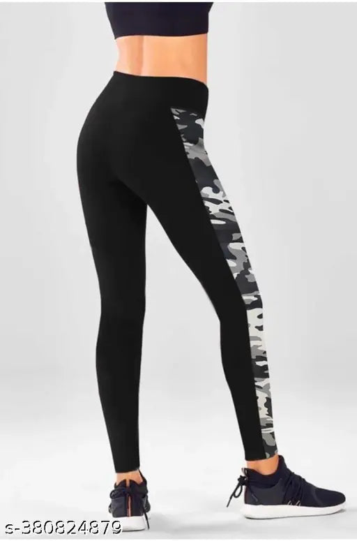 Stretchable striped Lycra jeggings, Earth Joy sports legging tights for women's gym wear and yoga, available in sizes 28-40 inches