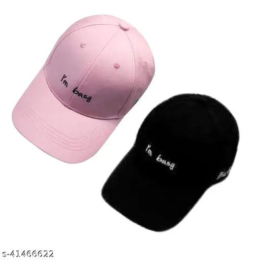 Embroidered Ambitieux baseball cap, unisex cotton blend, evergreen combo for casual wear (pack of 2)
