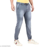 Cotton blend denim joggers for men, dyed/washed, comfortable fit for sizes 28-36, India origin
