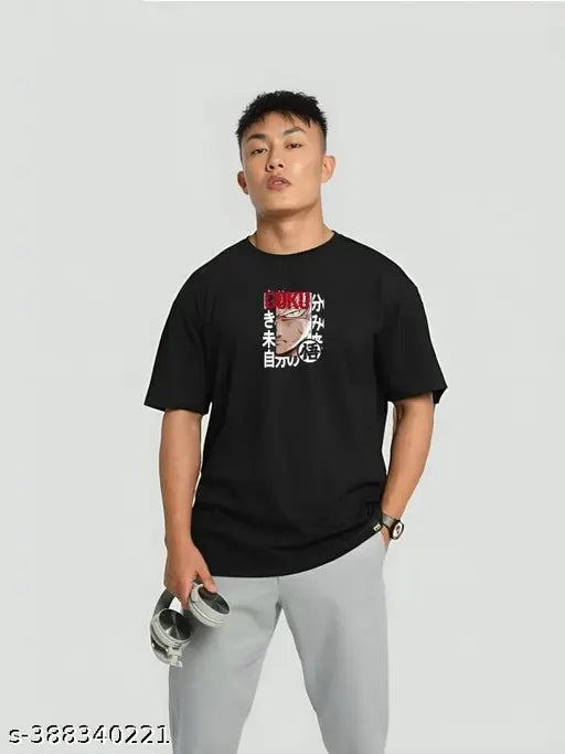 Cotton blend oversized round neck tshirt for men, breathable and comfortable for daily wear