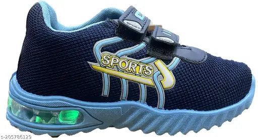 Casual disco lights shoes for kids in striped mesh and PVC, lace-up design, ideal for parties or everyday wear, upper made of premium gum calfskin, multicolor style suitable for various events and weather conditions, size: 18-21 Months - 3.5-4 Years (India origin)