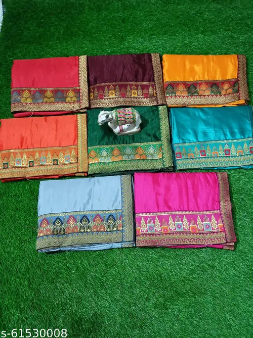 Vichitra silk Jacquard border saree in rich colors, intricate embroidery on separate blouse, free size, made in India