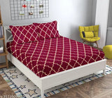 Summer-ready polycotton checkered flat bedsheets with 2 pillow covers, ideal for the living room or bedroom