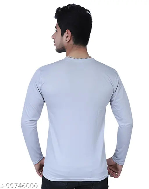 Solid men's full sleeve polyester t-shirt, long sleeves, suitable for casual wear, made in India