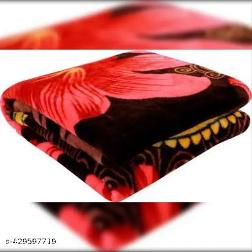 Microfiber printed kambal blanket, abstract pattern, soft & warm, ideal for heavy winter, India origin