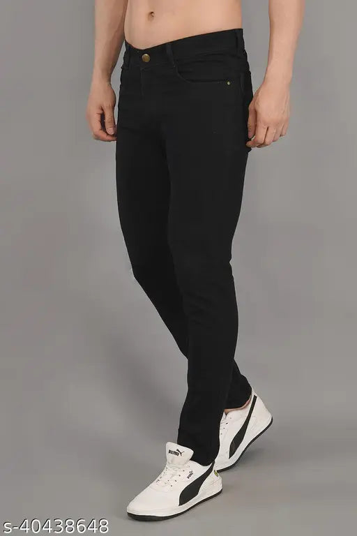 Black cotton blend men's slim fit jeans by Nivasu - Quality Indian-made denim