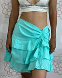 Regular blue crepe skirt, solid design for women, TANDUL India