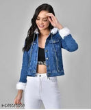 XL solid denim women's hood jacket, long sleeves made in India