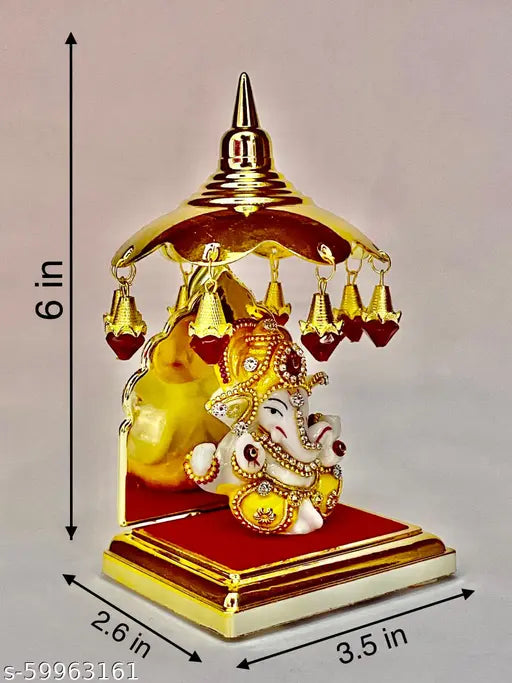 Multicolor handcrafted polyresin Ganesha idol for home decor and car dashboard, ideal for living room showpieces