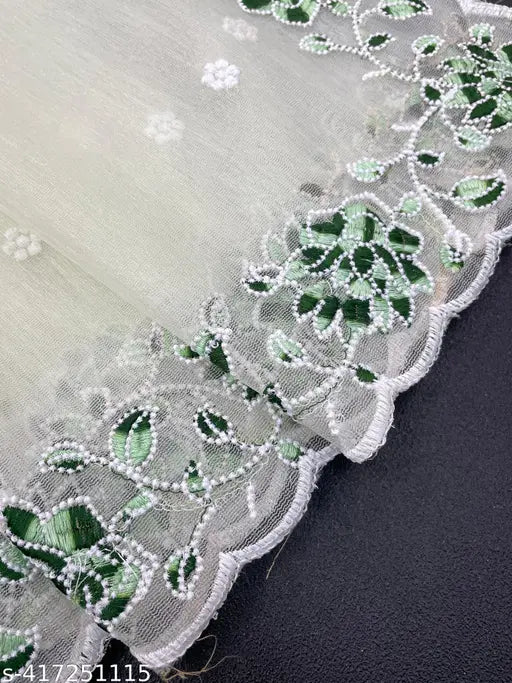 Embroidered super net saree with separate dupion silk blouse, Indian wedding-ready and festival-worthy