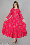 Rayon pink and gold three-quarter sleeve kurti with printed combo, style for women on mannequin