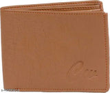 Black & Tan Faux Leather Men's Wallet - Classic World Stylish Regular Purse, solid pattern, free size