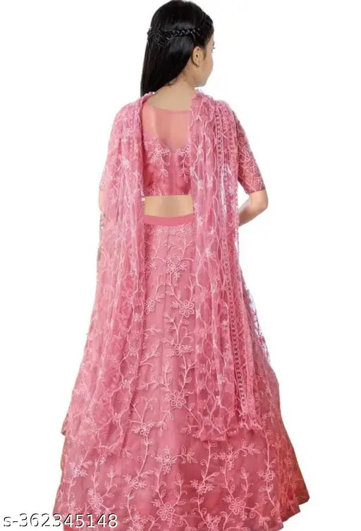 Embroidered semi-stitched net lehenga choli for girls party wear, Indian kids fashion