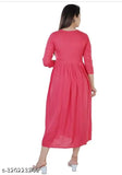 Jaipuri embroidered rayon flared long Anarkali kurtis, single color, three-quarter sleeves, Indian traditional wear for women