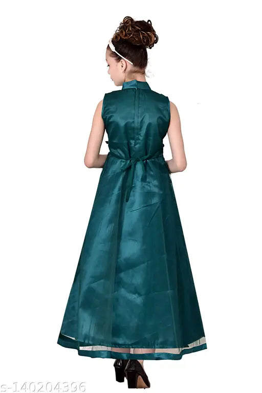 Unique net butterfly gown dress for cute girls, vibrant print design with sleeveless silhouette, perfect for various ages: 3-4, 4-5, 5-6, 6-7, 7-8, 8-9, 9-10 years, Indian origin