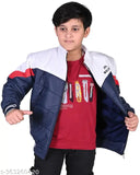Modern boys jacket, black and blue with zip closure