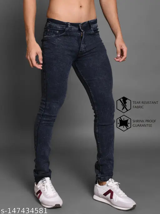 Denim dyed/washed men's jeans, modern fit and regular cut, cotton fabric for comfort. RASSO brand, mid-rise style with various sizes available (e.g., 28, 30, 32, 34, 36, 38, 40, 42) from India