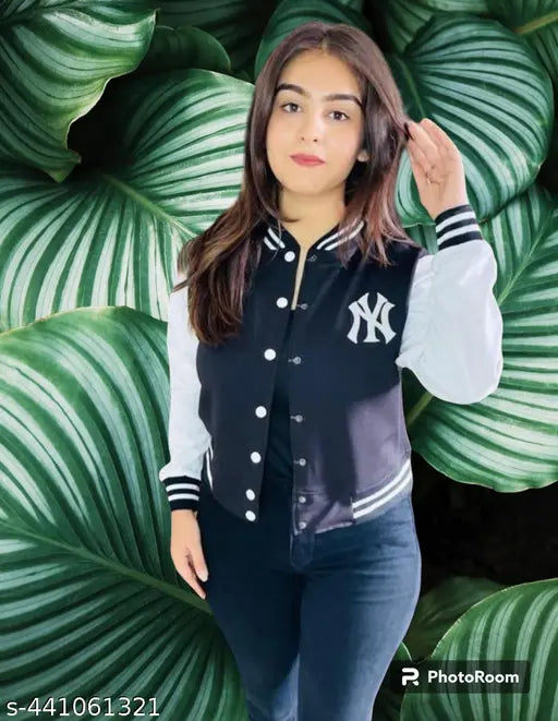 Stylish printed net NY Jackets, long sleeve casual wear for women (N S M L XL), made in India