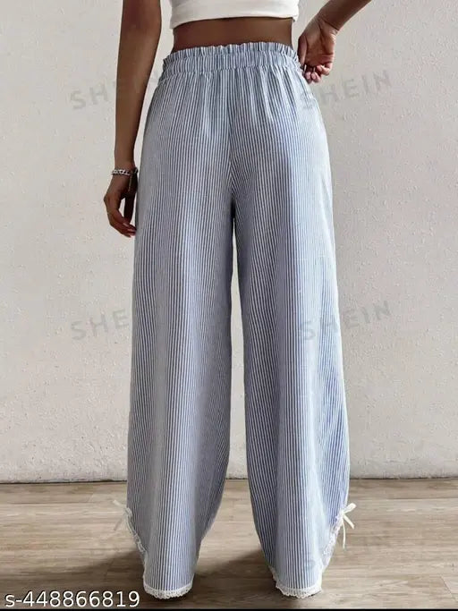 Light blue high waist trousers for women