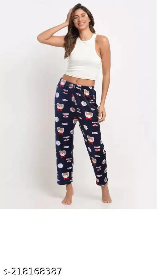 Woolen lower pants for women, pack of 02, blue pattern, mid thigh length