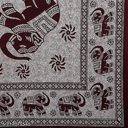 144 TC 100% Cotton 210 TC BedSheet with 2 Pillow Covers (90 x 100 inches) Floral Printed King Size Double Bed for Home & Living Room (Brown Elephant)