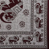 144 TC 100% Cotton 210 TC BedSheet with 2 Pillow Covers (90 x 100 inches) Floral Printed King Size Double Bed for Home & Living Room (Brown Elephant)