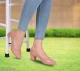 Pink high heel shoes, shiny, ankle strap