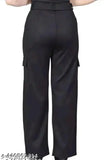 Black cotton blend cargo trousers - comfortable, trendy, and stylish women's wear