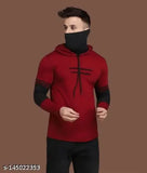 Trending men's polycotton hoodie, solid colorblock streetwear t-shirt with full sleeves and hooded neck - ideal for sports and parties, machine washable