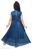 Cotton blend embellished net kids gown, charming garment for 10-year-old girls in western party wear. Made in India