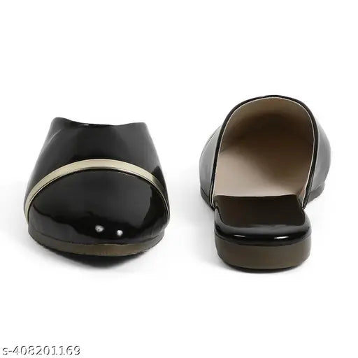 Canvas slip-on belly shoes for women, black colorblocked design - stylish and comfortable footwear with non-slip soles
