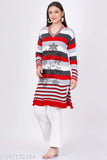 Red and black woolen winter kurta with long sleeves