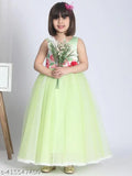 Militery green full length party dress for girls