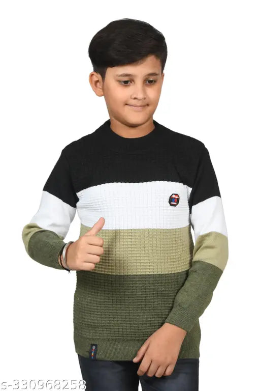 Colorblocked wool sweater for kids, perfect for winter. Woolen, long sleeves. Dimsy Collection, made in India