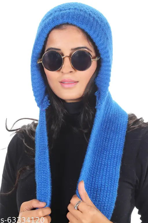 Bright blue wool scarf