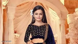 Velvet embroidered kids' lehenga choli, trendy Indian designer attire for girls aged 3-16 years