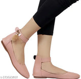 Peach synthetic leather ladies belly ballet flats, exquisite design for modern style and comfort