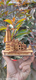 Handcrafted 3D Wooden Sai Collectionhri Ram Mandir Ayodhya Model, Indian temple decor for home or car dashboard (12cm x 6cm x 12cm)