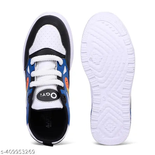 Trendy kids stylish casual sneakers with white sole