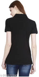 Holdvalley cotton blend solid poloneck T-shirt for women & girls in short sleeves, made in India