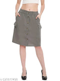 Grey pleated skirt, high waist, elastic closure