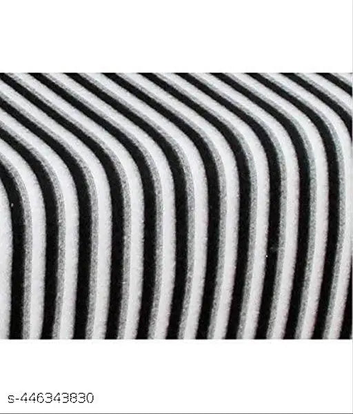 Black and White Striped Polyester Single Bed AC Fleece Blanket - Lightweight, durable, natural dye, high-quality Indian-made blanket for winter use