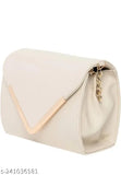 White leather sling bag, with gold chain detail and flap closure